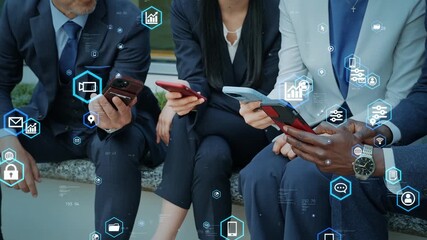 Group of multinational business people using smartphones and digital technology concept. - Powered by Adobe