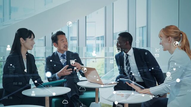 Group of multinational business people meeting and digital network concept.