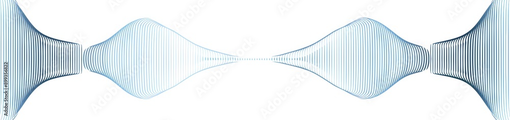 Aufkleber simple line art graphic of blue sound waves on a white background, in a circular design with simple 