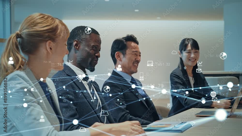 Aufkleber group of multinational business people meeting and networking concept.