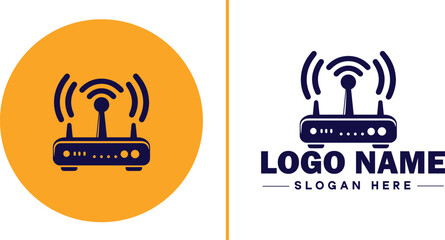 Wi-Fi Router icon Wireless router Wi-Fi access point Network router flat logo sign symbol editable vector
