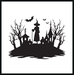 A black Silhouette holloween Clipart on a white background