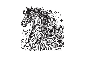 Minimal, Stylish Modern Trendy Creative Vector Silhouette of  Horse illustrations