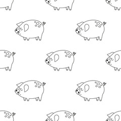 outline pig seamless pattern