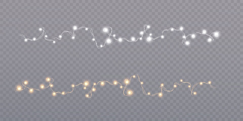 Christmas lights garland. Festive bright lights.