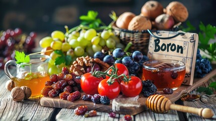 Products contain Boron on the table. Selective focus.