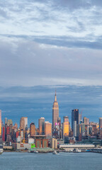 New York City Skyline in Beautiful Clouds, USA