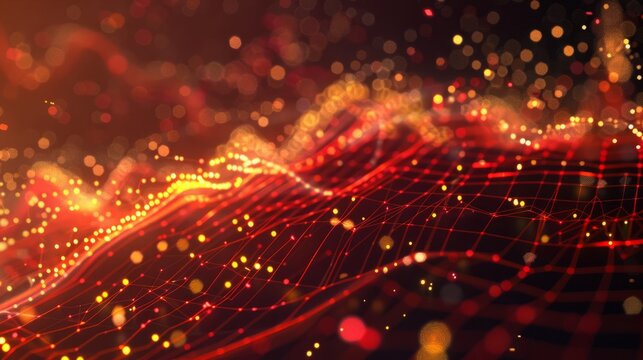dynamic scatter plot illustrating a robust positive correlation between stock prices and trading volume, featuring red and yellow data points highlighting increased investor activity