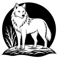 Arctic Wolf Icon Silhouette Vector Art Illustration
