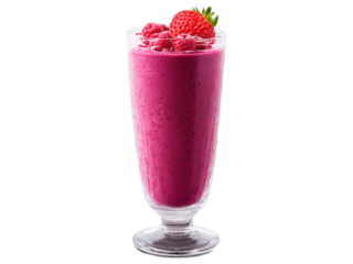 Smoothie berry blast with strawberries raspberries and a touch of yogurt in a transparent glass