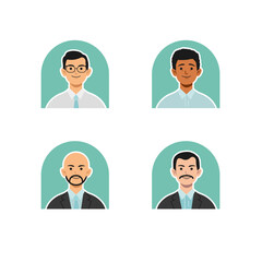 Collection of man staff and businessmen in flat design