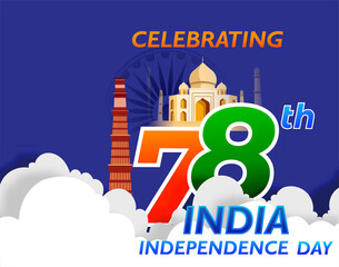 Naklejka premium vector illustration of 15th August India Happy Independence Day.