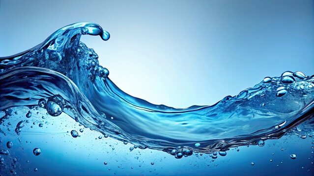 Vague d'eau bleut?e e de profil avec bulles, water, blue,wave, profile, bubbles, underwater, sea, ocean, aqua, fluid, motion