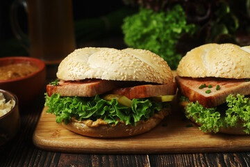 Leberkaessemmel sandwich - traditional fast food snack in Germany