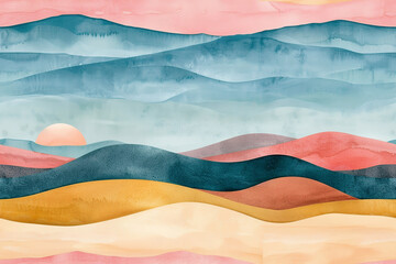 A pattern similar to a painted landscape. Minimalism style. Wallpaper, poster, background.