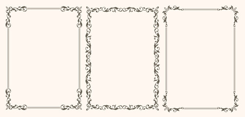Set of vintage frames with leaves and curls
