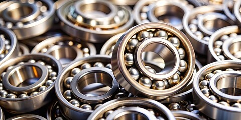 Obraz premium Close-up of ball bearings used in machinery, industrial, mechanical, equipment, engineering, metal, automotive