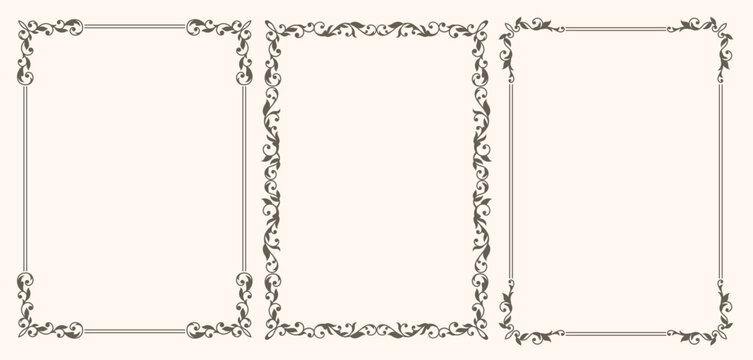 Set of vintage frames with leaves and curls