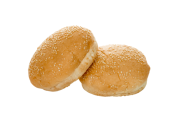 Sesame bun for burger isolated on white background with clipping path.