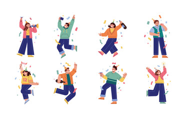 Girl and Boy Character Illustration Celebration Collection