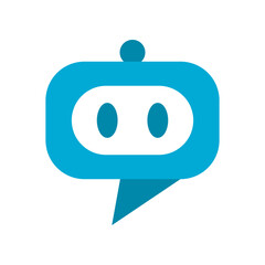 Blue chat bot robot cartoon icon flat vector design