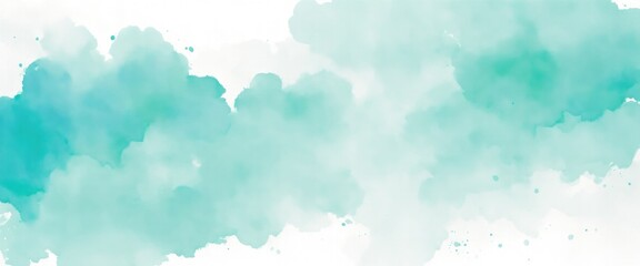 Cyan green and white watercolor abstract color splash design background