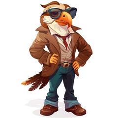 Hawk Trendy animal fashion cartoon isolated whitebackground 16:9