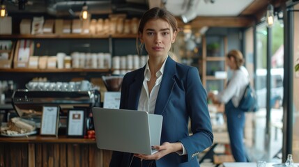 Fototapeta premium The businesswoman with laptop