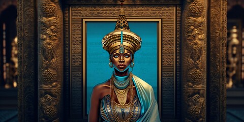 Fototapeta premium african queen with magnificent decorations