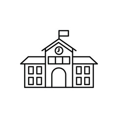 School building line icon, vector pictogram of college or university. Education illustration, sign for schoolhouse exterior.