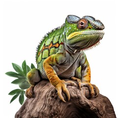 Obraz premium iguana on a stone on white background