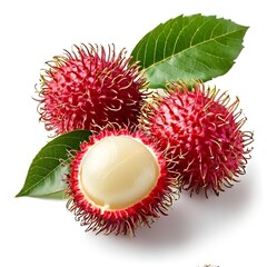 Rambutan Fruit isolated on white background. Nephelium lappaceum