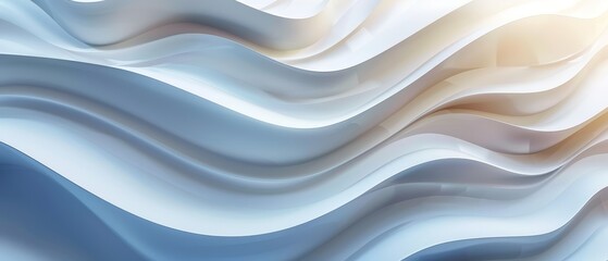Obraz premium A blue-and-white wavy backdrop with soft lighting from above, splitting waves