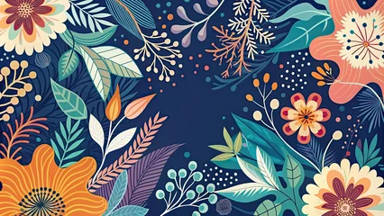 Wandcirkels aluminium Abstract floral patterns with organic shapes in an artistic and fluid design, floral, abstract, patterns, organic © Udomner