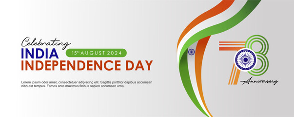 Exclusive design of 78th India ( Bharat Ganarajya) Independence Day 15 August 2024 Banner, Template, Background, Poster, Greeting. Gradient India Flag Vector Illustration
