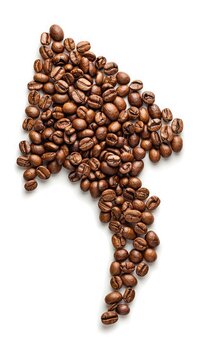 Coffee Beans Arranged in the Shape of a Map of South America