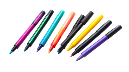 set of colored markers isolated on transparent background 