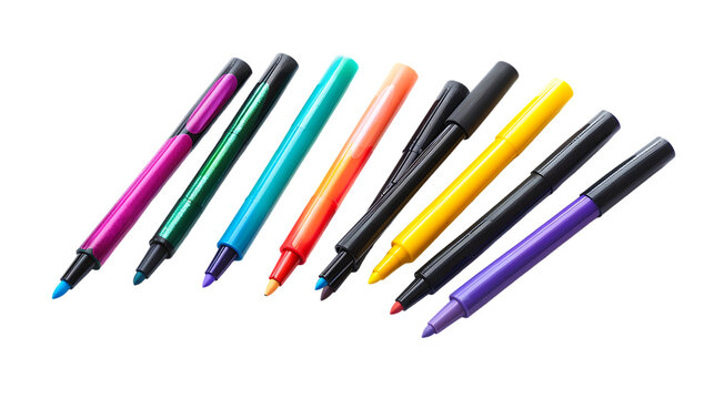 set of colored markers isolated on transparent background 