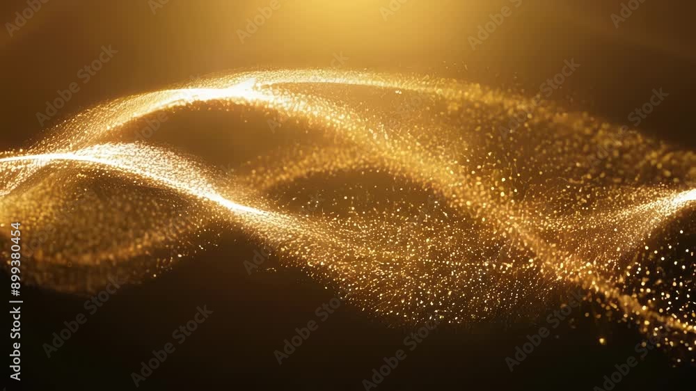 Poster serene particles of warm glow gracefully twirling and intertwining in an ethereal display.