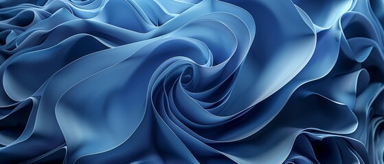 Obraz premium Wavy blue fabric, white center in middle