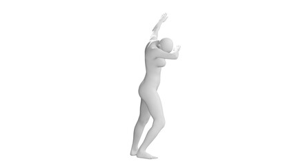 Female Mannequin in Dabbing Pose Isolated on Transparent Background. Side View.