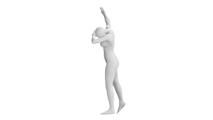 Female Mannequin in Dabbing Pose Isolated on Transparent Background. Side View.