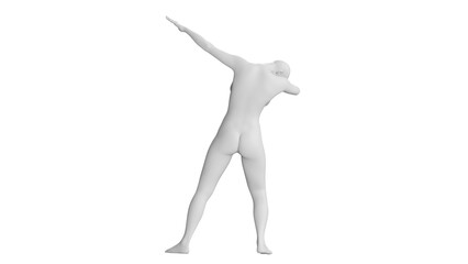 Female Mannequin in Dabbing Pose Isolated on Transparent Background. Back View.