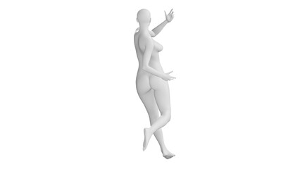 Female Mannequin in Dynamic Dancing Pose Isolated on Transparent Background. Back View.