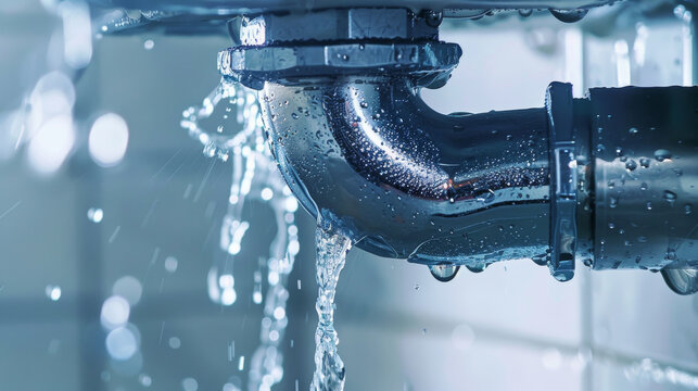 Plumber fixing a leaky pipe under a kitchen sink