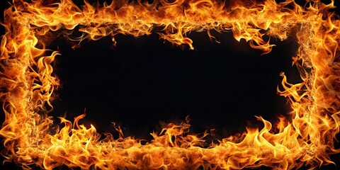 Fire frame on background, blaze, heat, flames, isolated, border, radiant, fiery, design, element, hot, burn, red