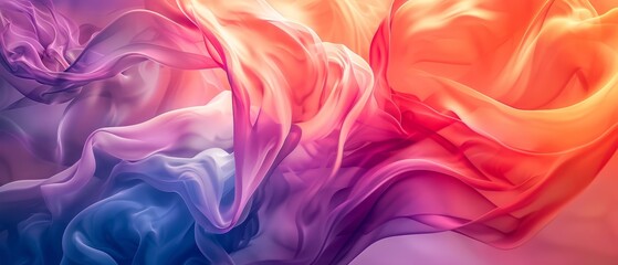 Obraz premium A tight shot of a multihued backdrop featuring a waving stream of fluid cascading down its edge