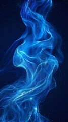 Obraz premium A tight shot of a blue smoky texture against a black backdrop, adorned with a distant star in the night sky