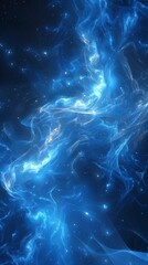  Blue and white swirls against black backdrop, studded with stellar centers