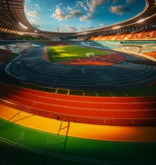 Olympic Stadium Scene, Showcasing the Excitement of Millions for the Olympic 2024 Games, Sports and Championship concept, Graphic Resources, Wallpapers, Brochure, Websites, banner design, Advertising,